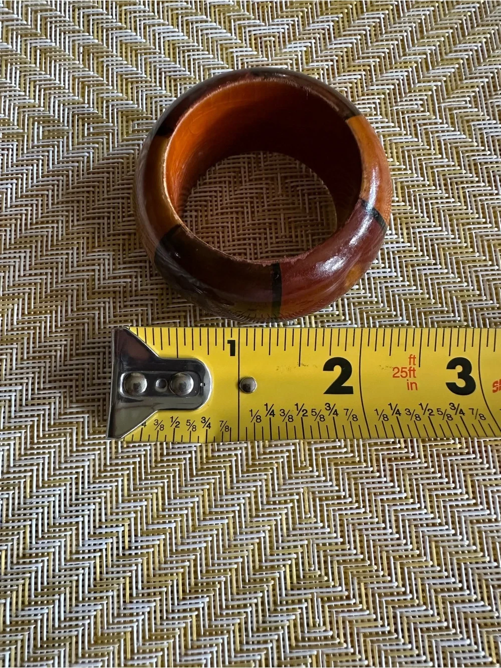 Yellow Linen Napkins with Multicolor Wood Ring Napkin Holders - Set of 4